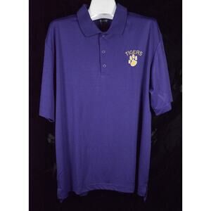 LSU Tigers Purple Polo Baw Athletic Wear Embroidery Paw Print Extreme-Tec Sz L